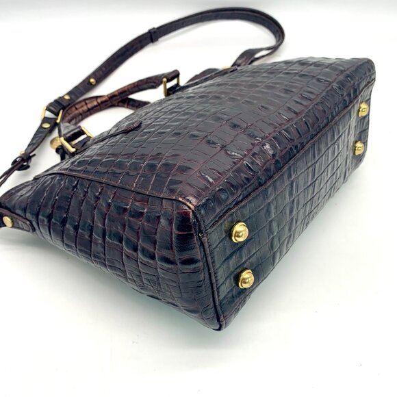 Brahmin Mini Asher Melbourne Brown Croc Embossed Leather Satchel - Picture 9 of 11